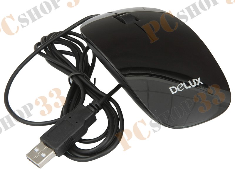 Оптическая мышь Delux DLM-111, 2кн.+скр., черный (USB)