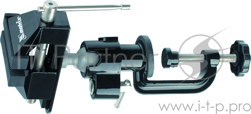 Тиски настольные MATRIX 18508 многофункциональные, смен.насадка-хомут для дрели, шарнирный механизм