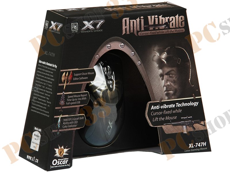 Лазерная мышь A4Tech X7 XL-747H, 6кн.+скр., черно-коричневый, с рисунком (USB2.0)