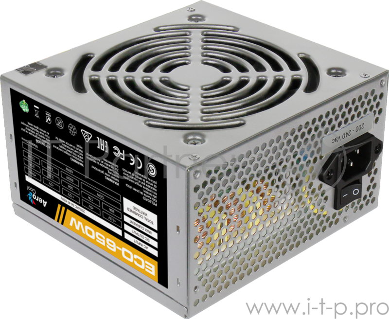 Блок питания Aerocool 650W Retail ECO-650W ATX v2.3 Haswell, fan 12cm, 400mm cable, power cord, 20+4