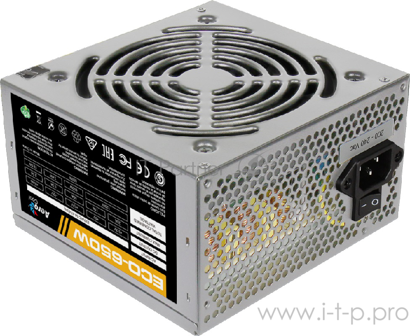 Блок питания Aerocool 650W Retail ECO-650W ATX v2.3 Haswell, fan 12cm, 400mm cable, power cord, 20+4