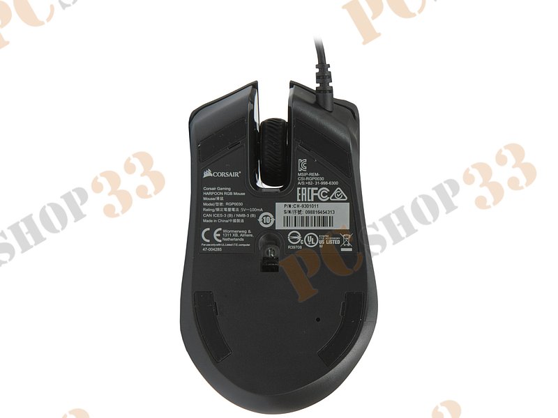 Оптическая мышь Corsair Harpoon RGB CH-9301011-EU, 5кн.+скр., черный (USB2.0)