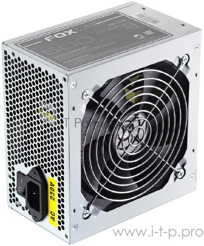 Блок питания 500Вт Power Supply Foxline, 500W, ATX, NOPFC, 120FAN, 3xSATA, 2xPATA, 1xFDD, 1xPCI-E, 24+4