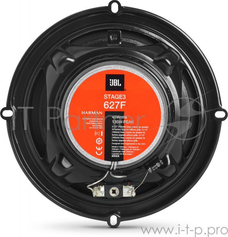 Автоколонки JBL STAGE3 627F 6,5 (165 мм), 2-полосные, 3 Ом, MAX 135 Вт, RMS 45 Вт, 55 - 20 000 Гц, 92 Дб, глубина: 48,5 мм.