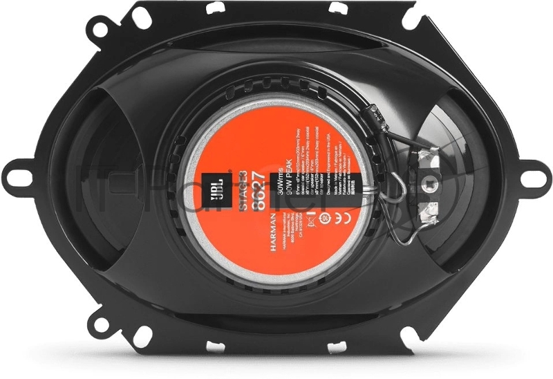 Автоколонки JBL STAGE3 8627 6”x8” (152мм x 203мм), 2-полосные, 3 Ом, MAX 150 Вт, RMS 50 Вт, 65 - 20 000 Гц, 93 дБ, глубина 77,8 мм.