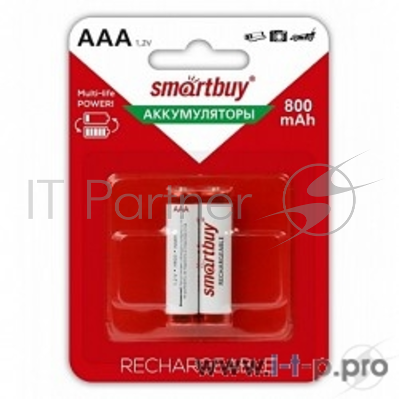 Аккумулятор Smartbuy AAA/2BL 800 mAh (24/240) (SBBR-3A02BL800)