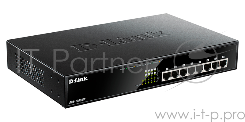 Коммутатор D-Link DGS-1008MP/A2A, Layer 2 unmanaged Gigabit Switch with PoE and Green Ethernet power save technology