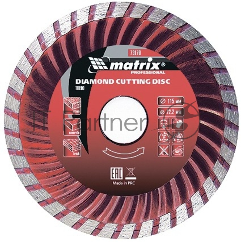 Круг алмазный MATRIX 73181 Ф180х22мм турбо по железобетону