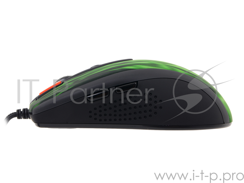 Лазерная мышь A4Tech Laser Gaming Mouse X7 XL-750BK (Green Fire), 6кн.+скр., черно-зеленый, с рисунком (USB2.0)