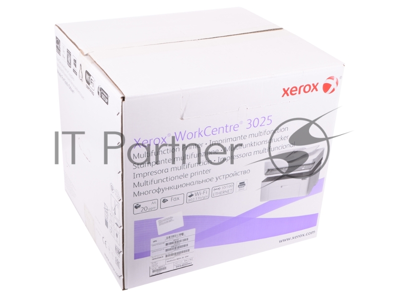 Копировальный аппарат Xerox WorkCentre 3025V/NI {A4, P/C/S/F, 20 ppm, max 15K pages per month, 128MB, GDI, USB, Network, Wi-fi} WC3025NI#