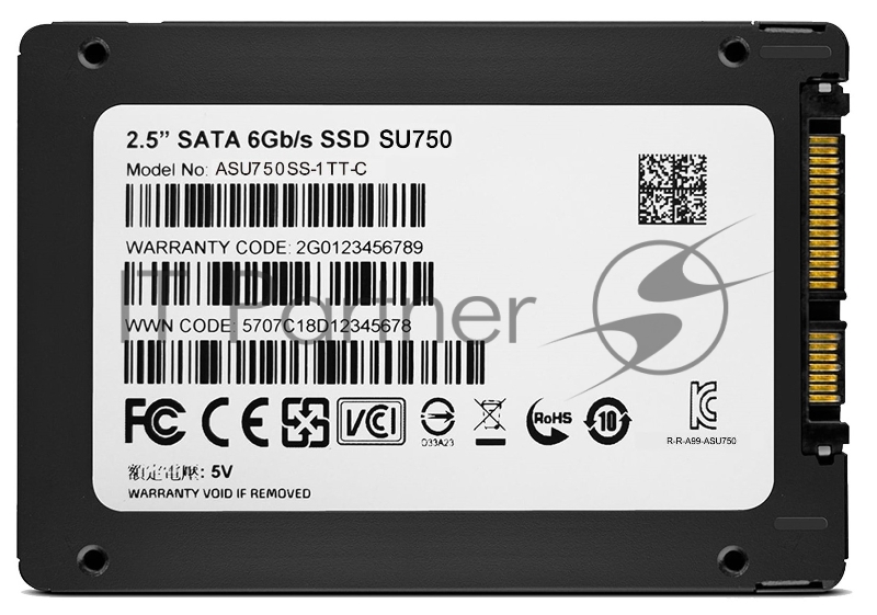 Накопитель SSD 2.5 ADATA 1.0Tb SU750 <ASU750SS-1TT-C> (SATA3, up to 550/520MBs, 3D TLC)