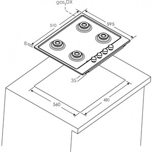 Варочная поверхность газовая Candy CHW60LX независимая, нержавеющая сталь