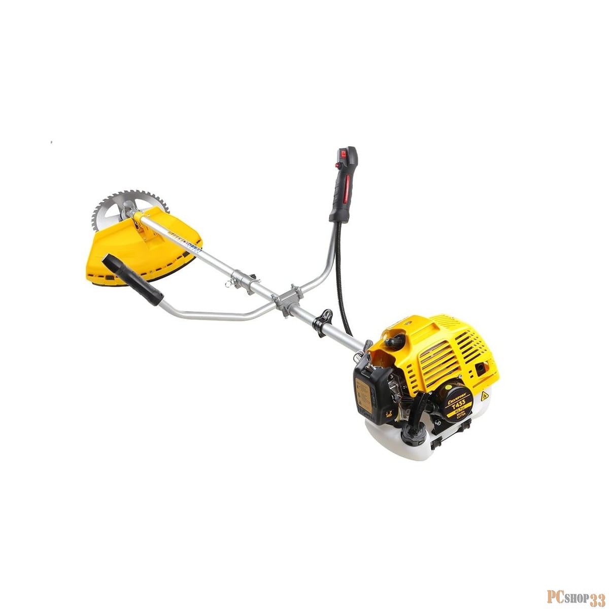 Триммер Champion T433 переносной триммер бензиновый двигатель, 43 см³, 1.7 л.с. ширина скашивания: 40 см в комплекте: леска (2.4 мм), нож, плечевой ремень вес: 8.2 кг бак на 0.95 л прямая штанга уровень шума 102 дБ