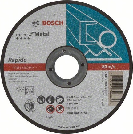 Bosch BOSCH 2608603396 ОТРЕЗНОЙ КРУГ по металлу 125х1мм, прямой