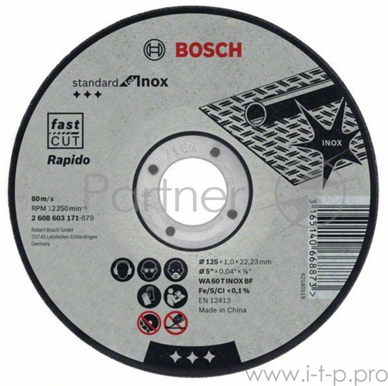 Bosch Bosch 2608603171 Отрезной круг Standard по нержавейке 125х1мм SfI, прямой