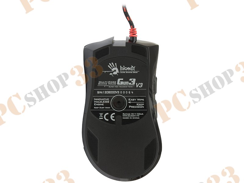 Оптическая мышь A4Tech Bloody V3, 7кн.+скр., черный (USB)