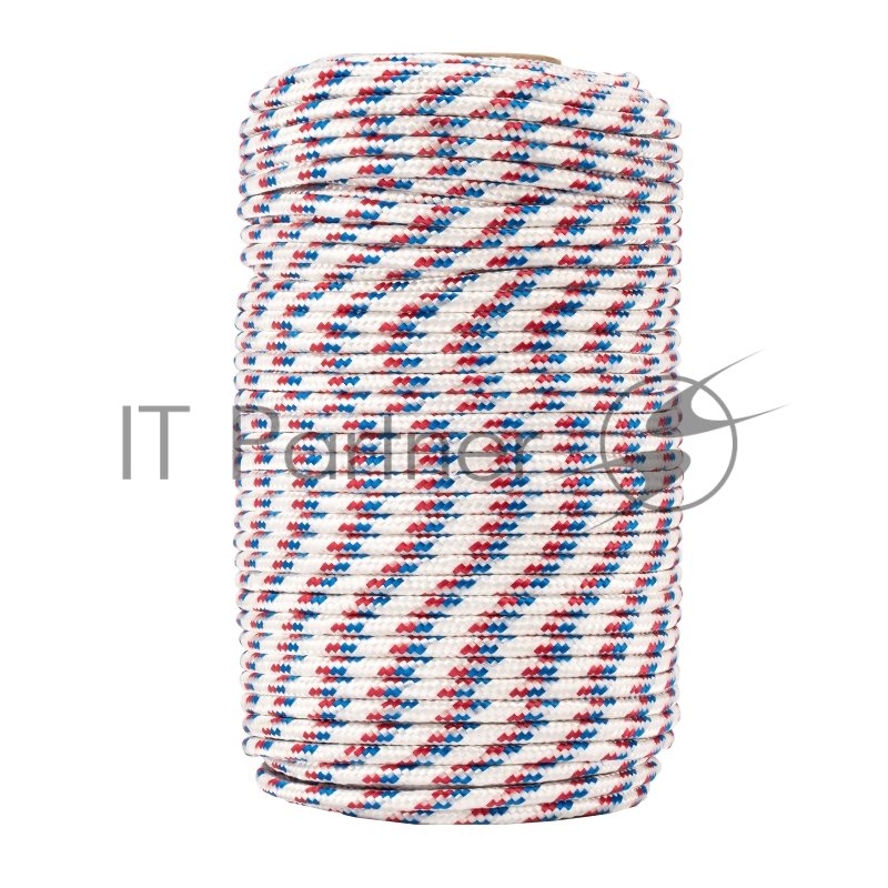 СИБРТЕХ Фал плетёный полипр. 16-прядный с полипр. серд. 8 мм, бухта 100 м, 520 кгс// СИБРТЕХ//Россия 93966