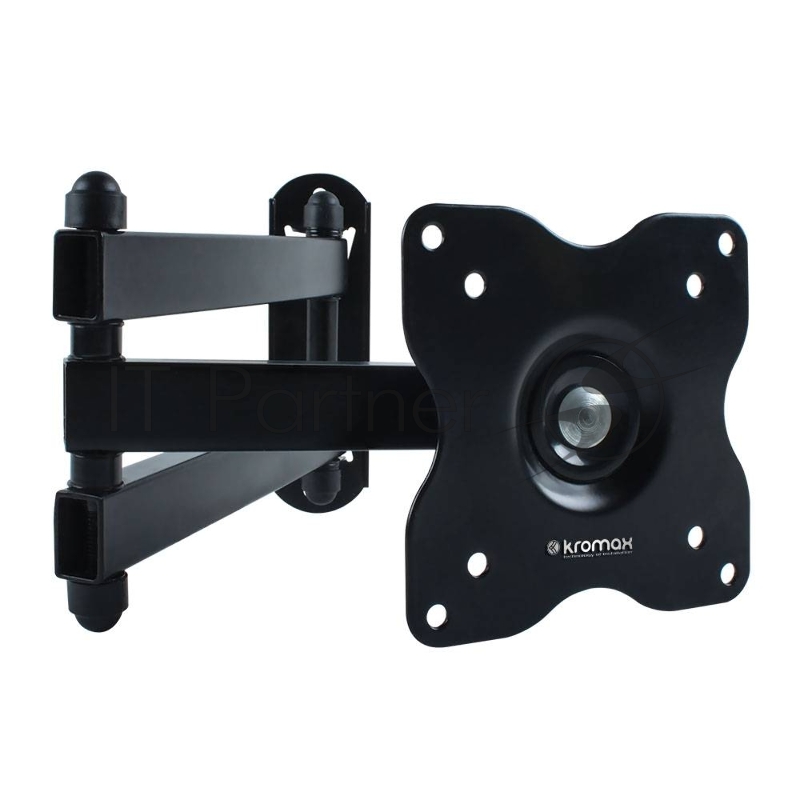Крепеж Kromax DIX-15 black, Кр. стал. наст. для TV 15-28, max 30 кг, 5 ст св., нак. ±15°, пов. 180°, от ст. 48-377 мм, max VESA 100x100 мм.