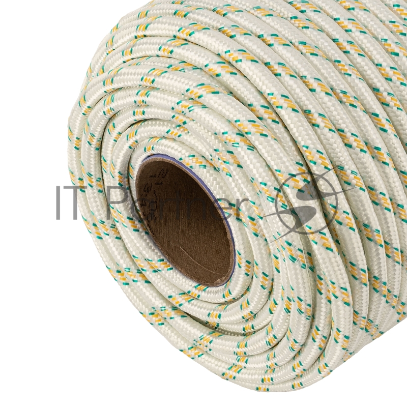 СИБРТЕХ Фал плетёный капрон 24-прядный с капрон. серд. 10 мм, бухта 100 м, 1300 кгс// СИБРТЕХ//Россия 93971