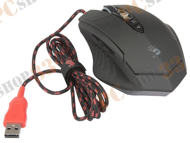 Оптическая мышь A4Tech Bloody T7, 8кн.+скр., черно-красный (USB)