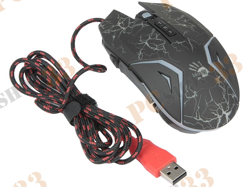 Оптическая мышь A4Tech Bloody N50, 7кн.+скр., черный, с рисунком (USB)