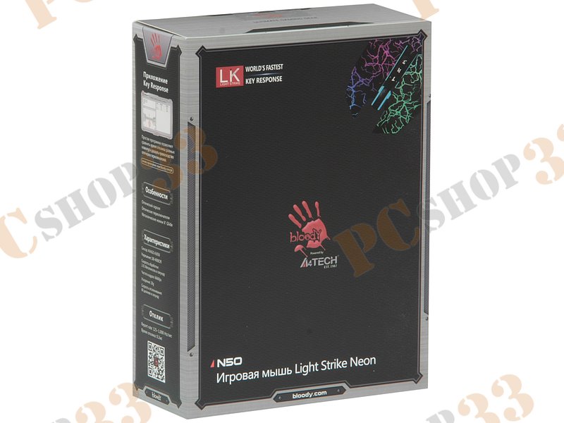 Оптическая мышь A4Tech Bloody N50, 7кн.+скр., черный, с рисунком (USB)