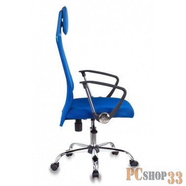 Кресло руководителя Бюрократ KB-6N/SL/BL/TW-10 синий TW-05 TW-10 сетка крестовина хром