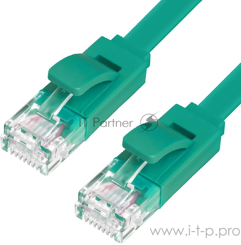 Патч-корд Greenconnect Патч-корд плоский прямой PROF 1.0m UTP медь, кат.6, зеленый, позолоченные контакты, 30 AWG, Premium ethernet high speed 10 Гбит/с, RJ45, T568B (GCR-LNC625-1.0m)