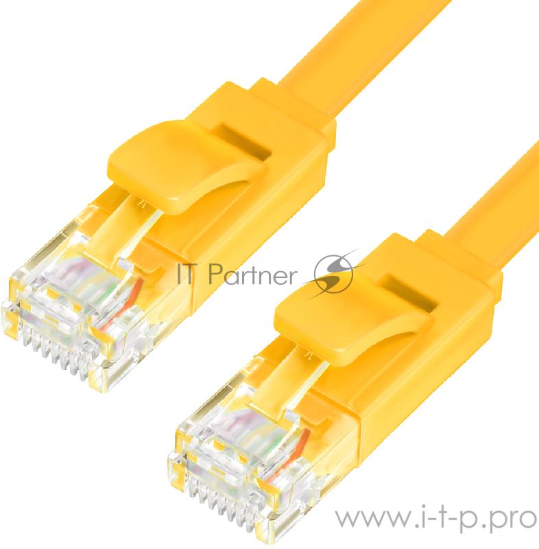 Патч-корд Greenconnect Патч-корд плоский прямой PROF 0.15m UTP медь, кат.6, желтый, позолоченные контакты, 30 AWG, Premium ethernet high speed 10 Гбит/с, RJ45, T568B (GCR-LNC622-0.15m)