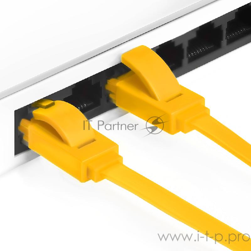 Патч-корд Greenconnect Патч-корд плоский прямой PROF 0.15m UTP медь, кат.6, желтый, позолоченные контакты, 30 AWG, Premium ethernet high speed 10 Гбит/с, RJ45, T568B (GCR-LNC622-0.15m)