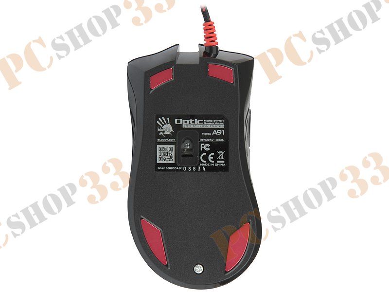 Оптическая мышь A4Tech Bloody A91, 7кн.+скр., черный (USB)