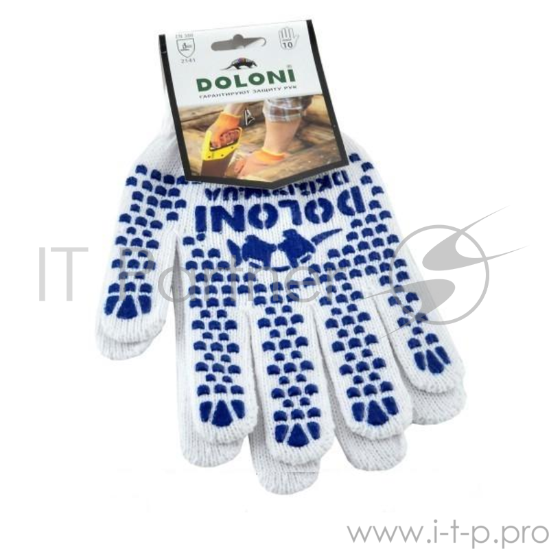 Перчатки DOLONI 580 с точкой ПВХ 2х. сторон. белоснежный/синий