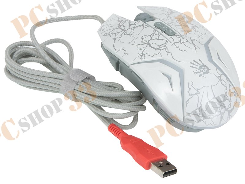 Оптическая мышь A4Tech Bloody N50, 7кн.+скр., бело-серый, с рисунком (USB)