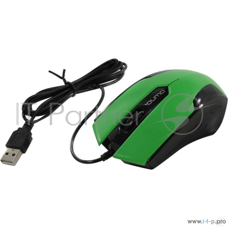 Мышь Qumo Office M14 Green, проводная, оптическая