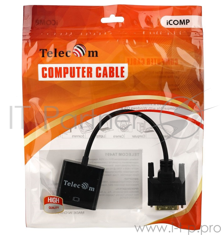 Кабель-переходник DVI-D 25M ---> VGA 15F Telecom <TA491> Кабель-переходник DVI-D 25M ---> VGA 15F Telecom <TA491>