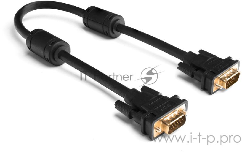 Кабель Greenconnect SVGA 15.0м чёрный, позолоченные контакты, ферритовые кольца, OD8.0mm. 15M / 15M Premium GCR-VM2VM2-15.0m, 28/28 AWG, двойной экран Greenconnect Кабель SVGA 15.0м чёрный, позолоченные контакты, ферритовые кольца, OD8.0mm. 15M / 15M