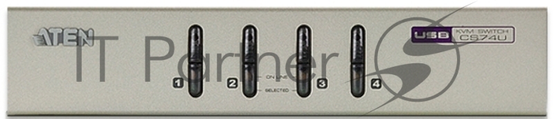 Переключатель, электрон.,Аудио, KVM, 1 user USB+VGA => 4 cpu USB+VGA, со шнурами PS2 2х1.2м., 2048x1536, настол., исп.спец.шнуры, без OSD, некаскад., 4 PORT KVM Switch USB W/1.2M W/1.8