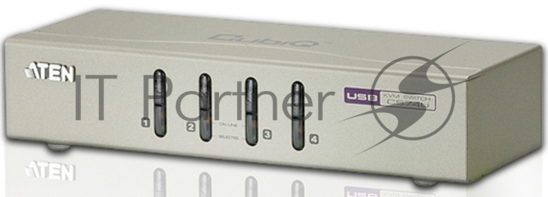 Переключатель, электрон.,Аудио, KVM, 1 user USB+VGA => 4 cpu USB+VGA, со шнурами PS2 2х1.2м., 2048x1536, настол., исп.спец.шнуры, без OSD, некаскад., 4 PORT KVM Switch USB W/1.2M W/1.8