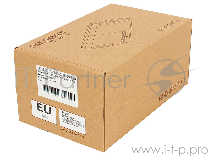 Сетевое оборудование MikroTik RB750P-PBr2 Маршрутизатор PowerBox with 650MHz CPU, 64MB RAM, 5xLAN (four with PoE out), RouterOS L4, outdoor case, PSU, PoE, mounting set