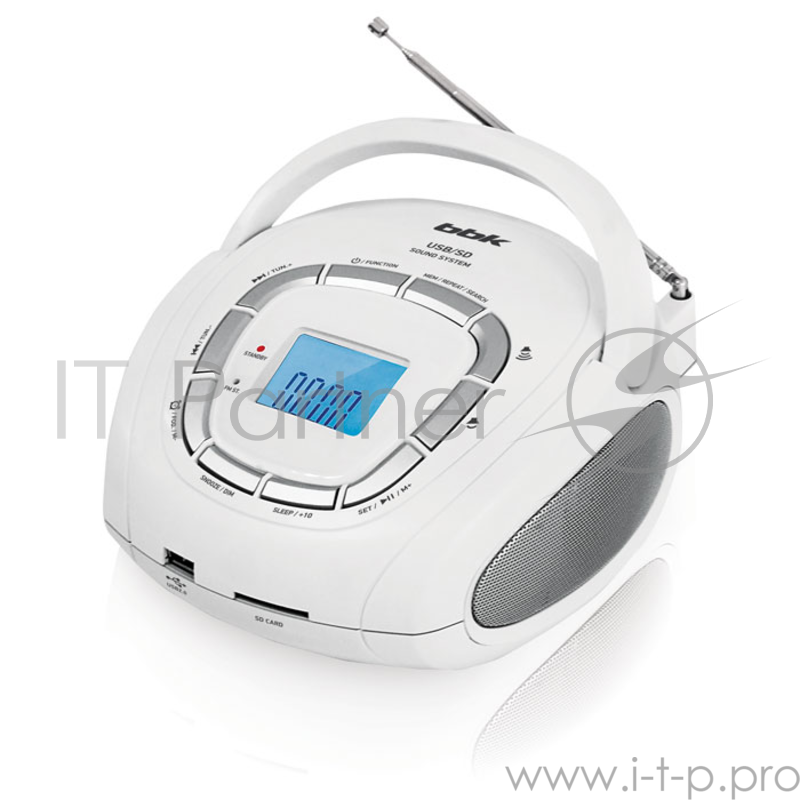 Аудиомагнитола BBK BS05 белый металлик