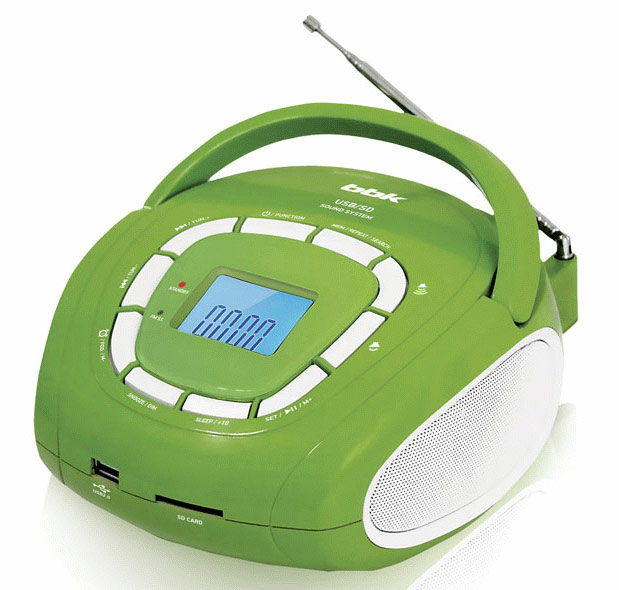 Аудиомагнитола BBK BS05 салатовый/серебристый