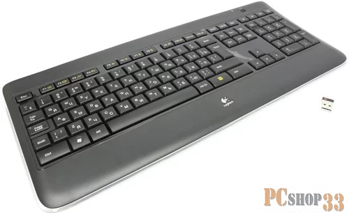 Клавиатура Logitech K800 Wireless Illuminated Keyboard 920-002395, 103+5кн., подсветка, беспров., черный (USB)