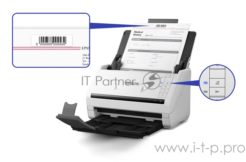 Сканер Epson WorkForce DS-530 (CIS, A4, протяжной, 600dpi, 35 стр. / мин, USB3.0, DADF) B11B226401