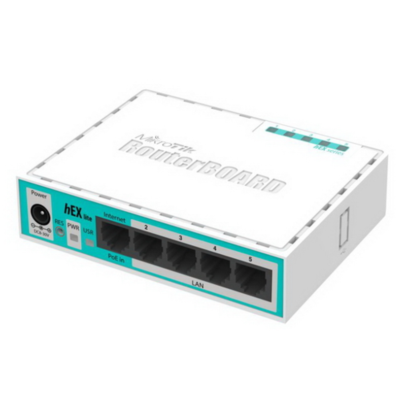 Сетевое оборудование MikroTik RB750r2 hEX lite Маршрутизатор 4 порта 100Мбит/сек. + 1 порт WAN 100Мбит/сек.