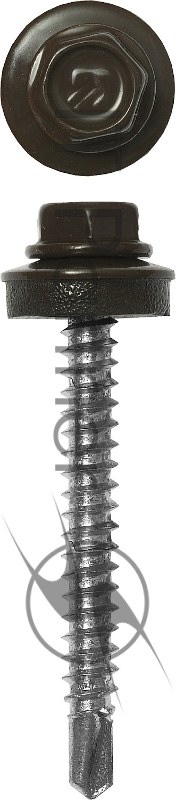 Зубр Саморезы для крепления кровель. матер. к дерев. обреш., цвет RAL 8028 земель.-коричн., оцинк., 4,8x70мм, 160шт 4-300315-48-070-8028