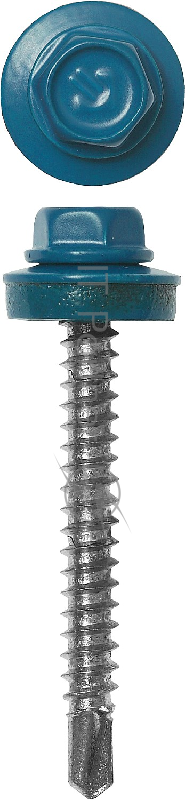 Зубр Саморезы для крепления кровель. матер. к дерев. обреш., цвет RAL 5009 небесно-голубой, оцинк., 4,8x80мм, 140шт 4-300315-48-080-5009