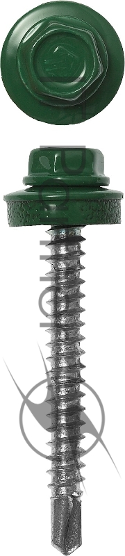 Зубр Саморезы для крепления кровель. матер. к дерев. обреш., цвет RAL 6002 зеленый лист, оцинк., 4,8x65мм, 180шт 4-300315-48-065-6002