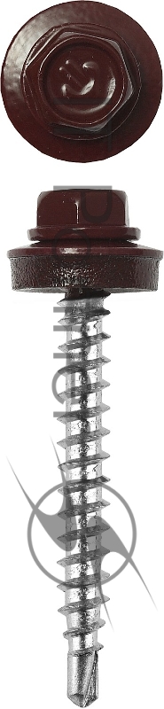 Зубр Саморезы для крепления кровель. матер. к дерев. обреш., цвет RAL 3005 темно-красн., оцинк., 4,8x60мм, 200шт 4-300315-48-060-3005