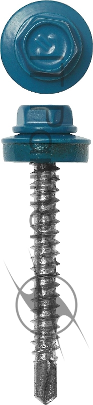 Зубр Саморезы для крепления кровель. матер. к дерев. обреш., цвет RAL 5009 небесно-голубой, оцинк., 4,8x60мм, 200шт 4-300315-48-060-5009