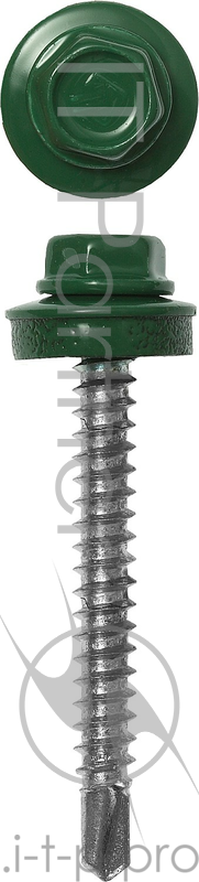 Зубр Саморезы для крепления кровель. матер. к дерев. обреш., цвет RAL 6002 зеленый лист, оцинк., 4,8x60мм, 200шт 4-300315-48-060-6002